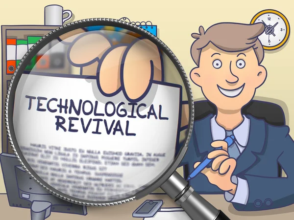 Technological Revival through Magnifying Glass. Doodle Style. — Stock Photo, Image