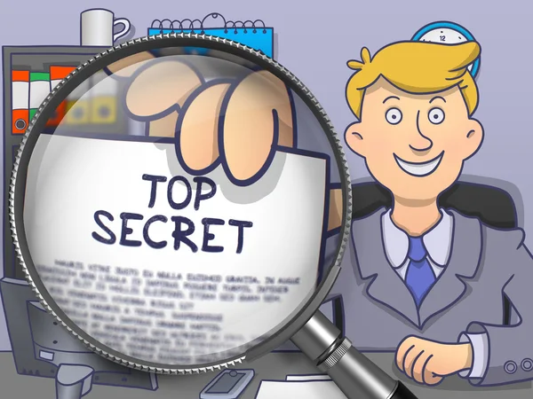 Top Secret through Magnifying Glass. Doodle Design. — Stock Photo, Image