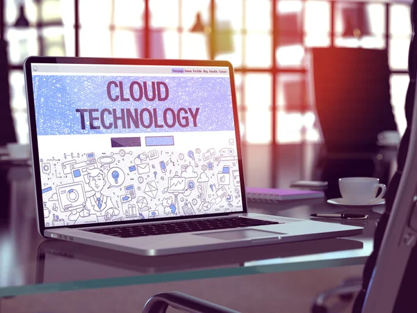 Tecnologia de nuvem no fundo do local de trabalho. Ilustração 3D . — Fotografia de Stock