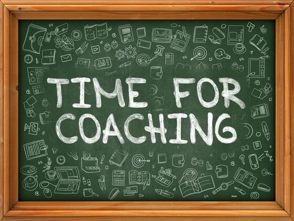 Green Chalkboard with Hand Drawn Time for Coaching. 3D Illustration. — Stock Photo, Image