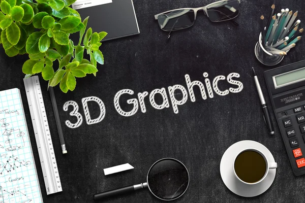 Svart Chalkboard med 3D-grafik. 3D-rendering. — Stockfoto