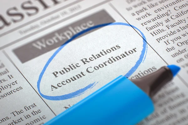 Job Opening Public Relations Account coördinator. 3D illustratie. — Stockfoto