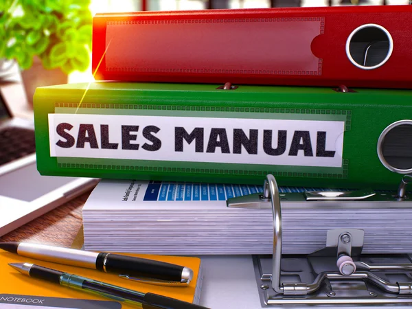 Sales Manual on Green Office Folder. Toned Image. 3D Illustration. — Stock Photo, Image