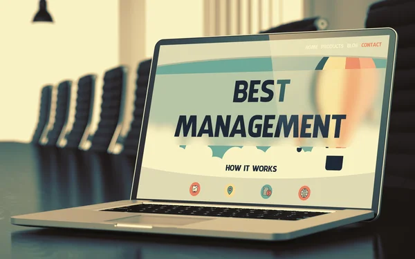 Landing Page of Laptop with Best Management Concept. Renderizado 3D . —  Fotos de Stock