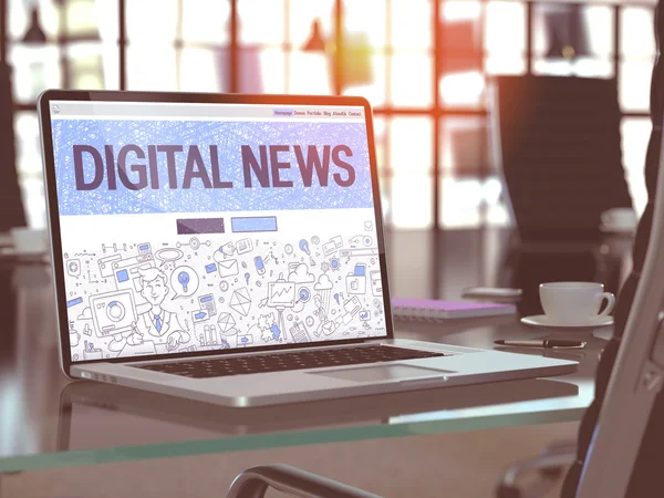 Ekran laptopa z Digital News Concept. Ilustracja 3D. — Zdjęcie stockowe