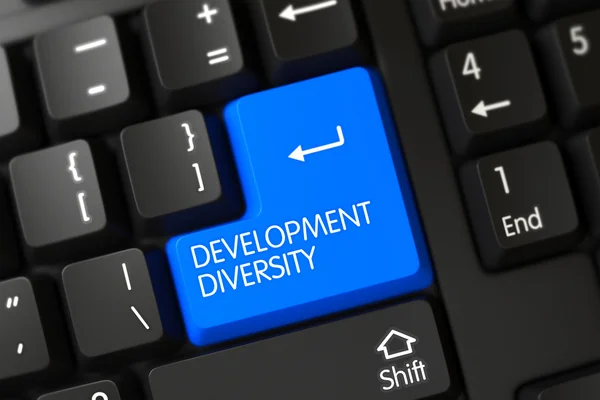 Development Diversity CloseUp of Blue Keyboard Key. 3D Rendering. — Stock Photo, Image