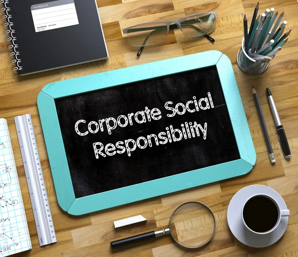 A vállalati szociális felelősség fogalma a kis Chalkboard. 3D-leképezés. — Stock Fotó