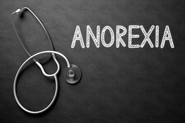Papan tulis dengan Konsep Anorexia. Ilustrasi 3D . — Stok Foto
