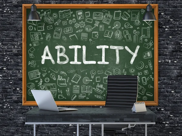 Ability on Chalkboard in the Office. 3D Rendering. — Stock Photo, Image