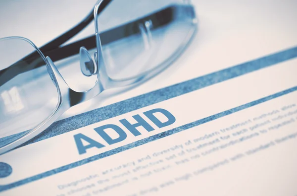 ADHD - nyomtatott diagnózis. Gyógyászat fogalmát. 3D-s illusztráció. — Stock Fotó