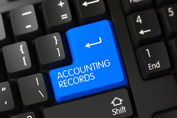 Tastatură cu buton albastru - Accounting Records. Redare 3D . — Fotografie, imagine de stoc