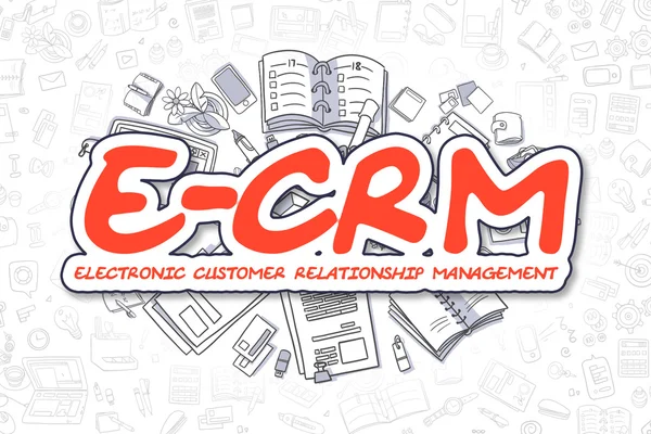 E-CRM - Cartoon Red Word. Concetto aziendale . — Foto Stock