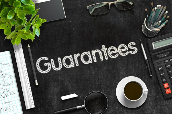 Guarantees on Black Chalkboard. 3D Rendering. — Stock Photo, Image