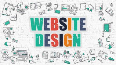 Doodle Tasarım Simgeleri ile Web Sitesi Tasarım Konsepti.