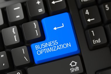 Klavyede Mavi İş Optimizasyonu Düğmesi. 3d İllüstrasyon.