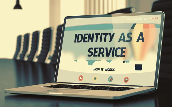 Identidad como servicio en el portátil en la sala de conferencias. Ilustración 3D . —  Fotos de Stock