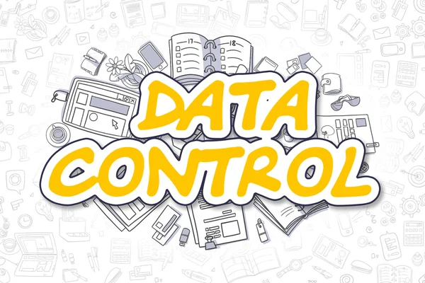 Data kontroll-Doodle gult ord. Affärsidé. — Stockfoto