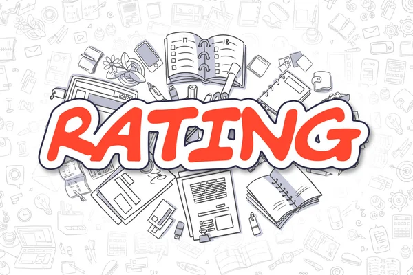 Rating - Doodle Kırmızı Yazıt. İş Kavramı. — Stok fotoğraf