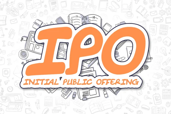 IPO - Doodle Orange Text. Conceito de negócio . — Fotografia de Stock