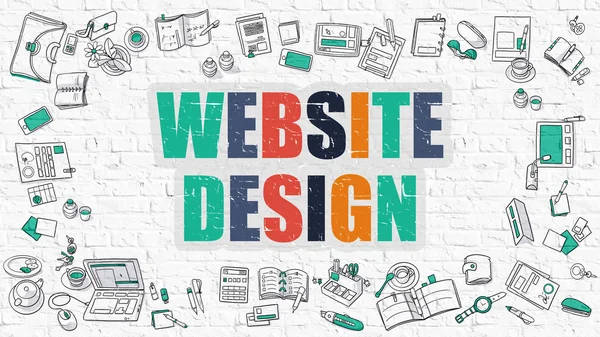 Website Design Concept with Doodle Design Icons. — Stock Photo, Image