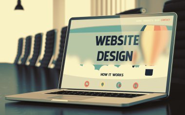 Laptop Ekranında Web Sitesi Tasarım Konsepti. 3d İllüstrasyon.