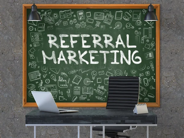 Referral Marketing - Hand Drawn on Green Chalkboard. 3D Illustration. — Stock Photo, Image