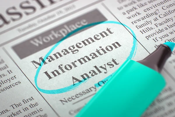 Vi anställer Management information analytiker. 3D-illustration. — Stockfoto