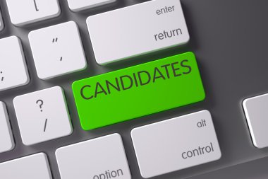 Candidates CloseUp of Keyboard. 3D Illustration. clipart