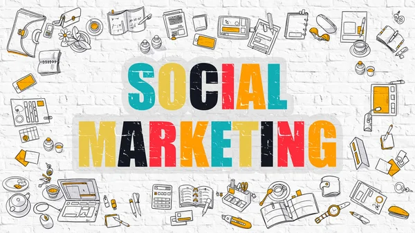 Concepto de Marketing Social. Multicolor en ladrillo blanco . — Foto de Stock