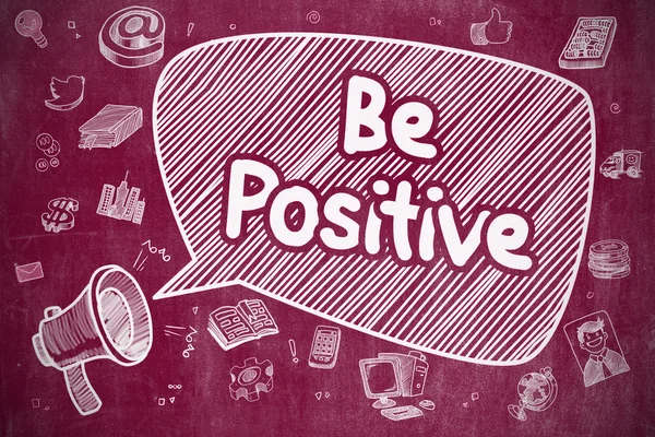 Be Positive - Doodle Illustration on Red Chalkboard. — Stock Photo, Image
