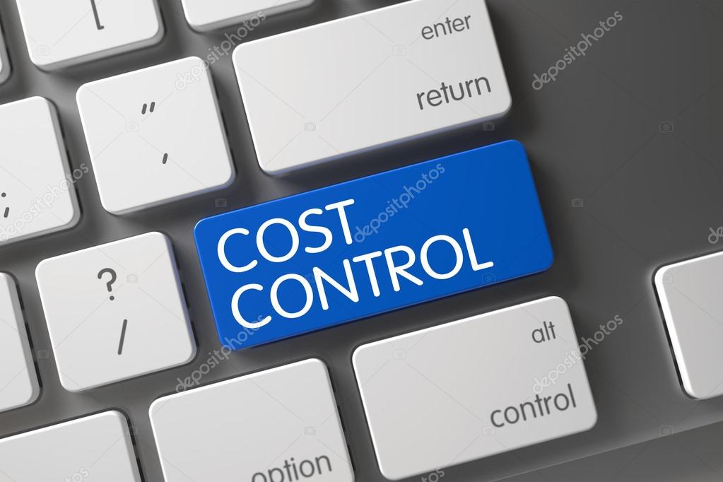 Blue Cost Control Key on Keyboard. 3D Illustration.