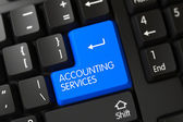 Blue Accounting Services Key on Keyboard. 3D Render.