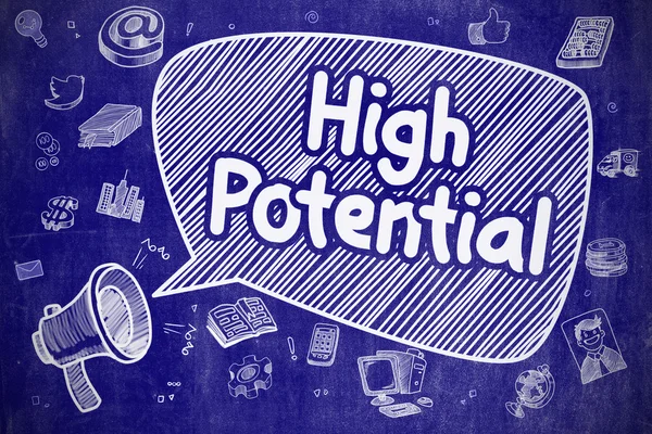 High Potential - Cartoon Illustration on Blue Chalkboard. — Stock Photo, Image