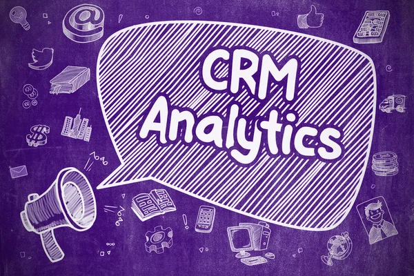 CRM Analytics - Illustrazione Doodle sulla lavagna viola . — Foto Stock