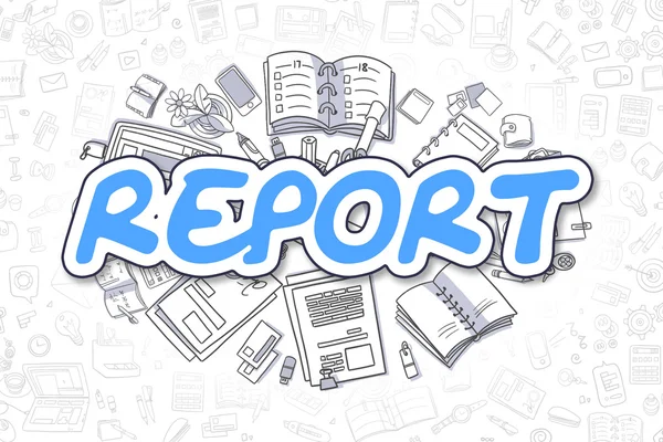 Report - Cartoon Blue Inscription (en inglés). Concepto de negocio . —  Fotos de Stock