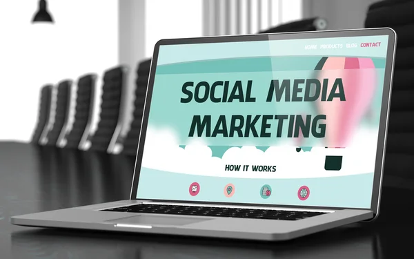 Schermo portatile con concetto di Social Media Marketing. Render 3D . — Foto Stock