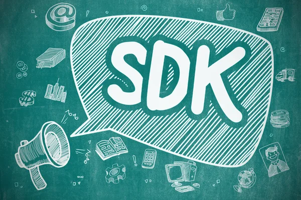 SDK ப்ளூ சார்க்போர்டில் கார்ட்டூன் விளக்கம் . — ஸ்டாக் புகைப்படம்