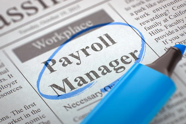 Embauche maintenant le gestionnaire de la paie. Expéditeur 3D . — Photo