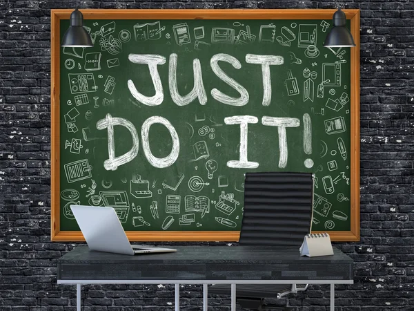 Just Do it on Chalkboard in the Office. 3D. — Stock Photo, Image