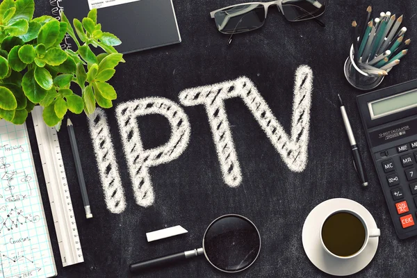 IPTV - Text on Black Chalkboard. 3D Rendering. — Stock Photo, Image