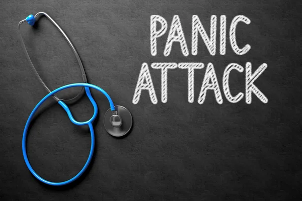 Panic Attack Concept on Chalkboard. 3D Illustration.