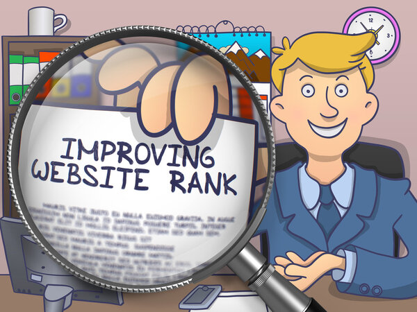Improving Website Rank through Magnifier. Doodle Style.