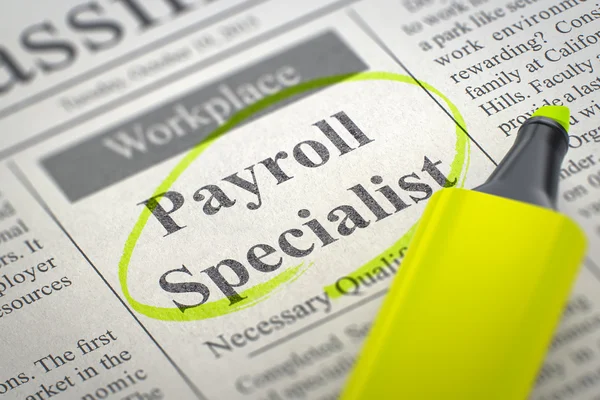 Wij verhuren payroll specialist. 3d. — Stockfoto