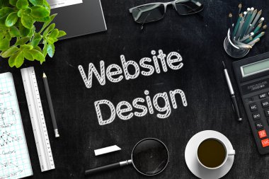 Web Sitesi Tasarımı - Metin Siyah Chalkboard üzerinde. 3d Rendering.