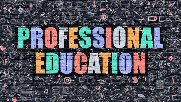 Professional Education concept. Multicolor op donkere Brickwall. — Stockfoto