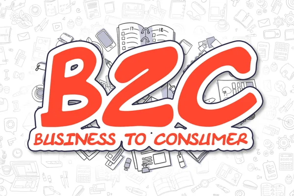 B2c - Doodle rotes Wort. Geschäftskonzept. — Stockfoto