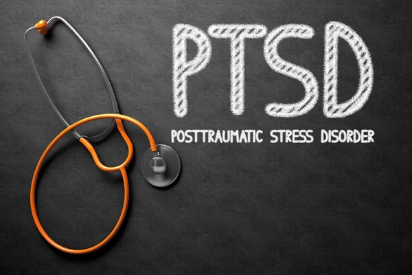 PTSD sulla lavagna. Illustrazione 3D . — Foto Stock