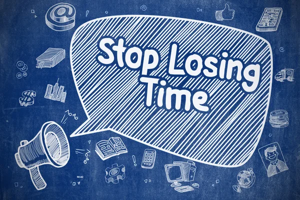 Stop Losing Time - Doodle Illustration on Blue Chalkboard. — Stock Photo, Image