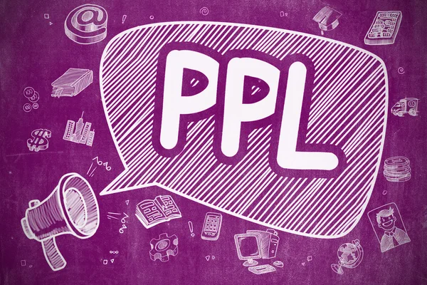 PPL - Cartoon Illustration on Purple Chalkboard. — Stock Photo, Image