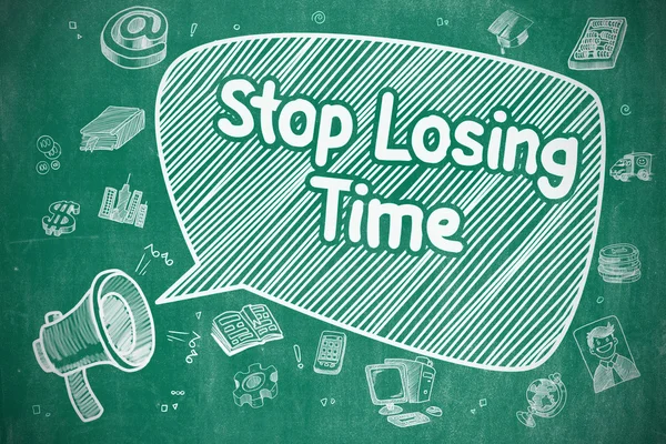 Stop Losing Time - Doodle Illustration on Blue Chalkboard. — Stock Photo, Image